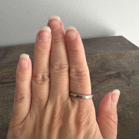 Silver tone rhinestone studded ring band - size 8.25 - Picture 5 of 5